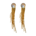 Pearl Top Chain Fringe Drop Earrings For Women Jewelry view 5