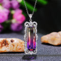 Gradient Baguette Stone Crystal Frame Pendant Necklace view 4