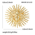 Sculpted Sun Face Brooch With Radiating Rays in Two Tones view 4