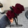 Burgundy Velvet Glitter Bow Banana Twist Hair Clip view 6