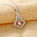 Silver Tone Pink Stone Swing Pendant Necklace Jewelry view 4