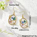 Gold Tone Ornate Oval Pressed Flower Drop Earrings in Three Designs view 4