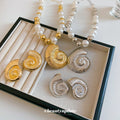 Pearl Bead Seashell Pendant Necklace and Shell Stud Earrings view 2