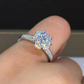 Silver Tone Round Clear Stone Six Prong Halo Band Ring view 3