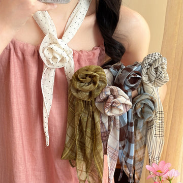 Narrow Patterned Scarf Ties In Seven Neutral And Blue Designs