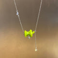 Bright Green Apple Pendant Silver Tone Chain Necklace view 2