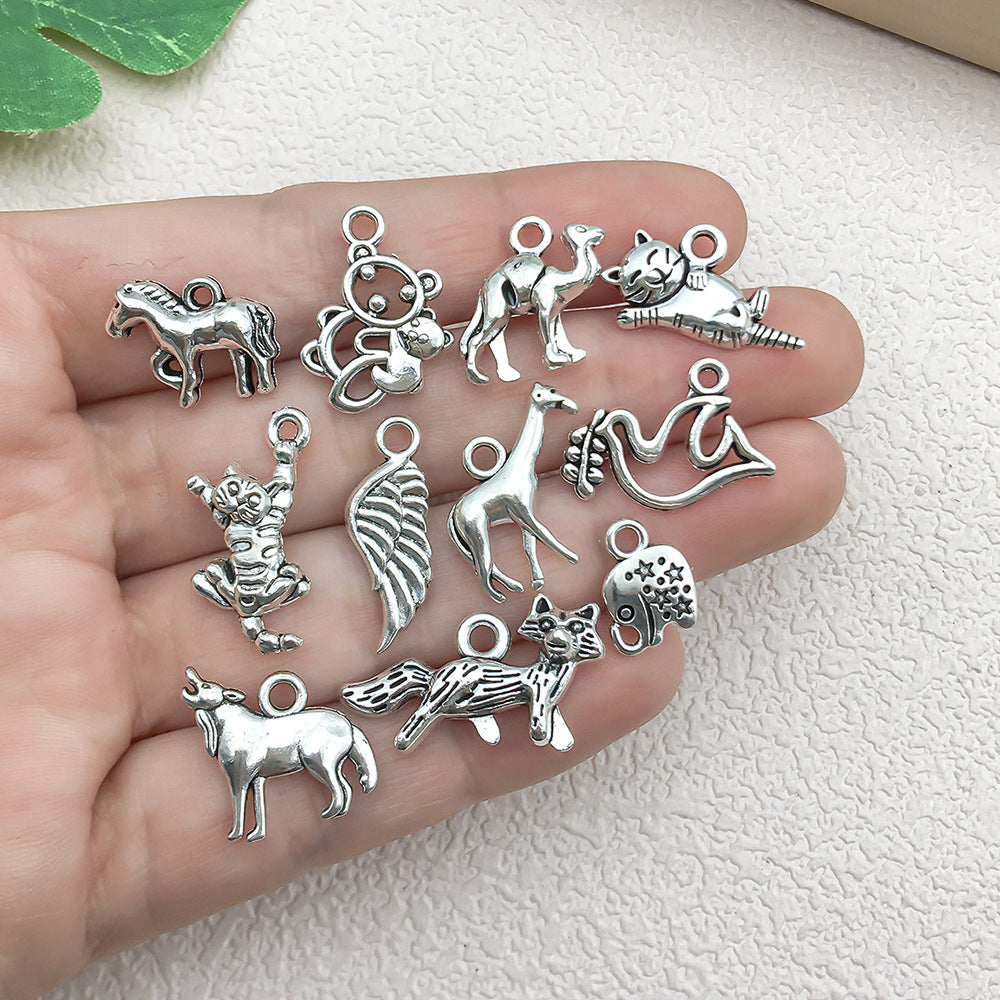Antique Silver Zinc Alloy Elephant Cat Dog Charm Pendants for DIY Bracelet Keychain Jewelry