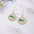 Gold Round Pressed Flower Resin Drop Earrings 7 Colors view 11