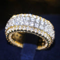 Two Tone Gold Silver Pave Full Eternity Band Ring Five Sizes view 2