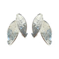 Silver Tone Gradient Double Leaf Stud Earrings In Blue And Pink view 5