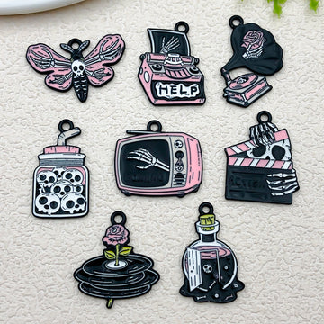 Colorful Halloween Theme and Skull Metal Charms with 10 Listed Options