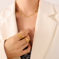 Linked Heart Teardrop Necklace and Bracelet Gold or Steel view 4