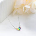 Silver Rainbow Stripe Heart Pendant Necklace Alloy view 3
