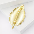 Multicolor Crystal Leaf Brooch with Detailed Metal-tone Finish view 3