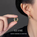 Gold Irregular Wavy Huggie Hoop Earrings Thick Metal Pair view 2