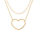 Open Heart Outline Necklace Beaded Station Chain Layer Styles view 5