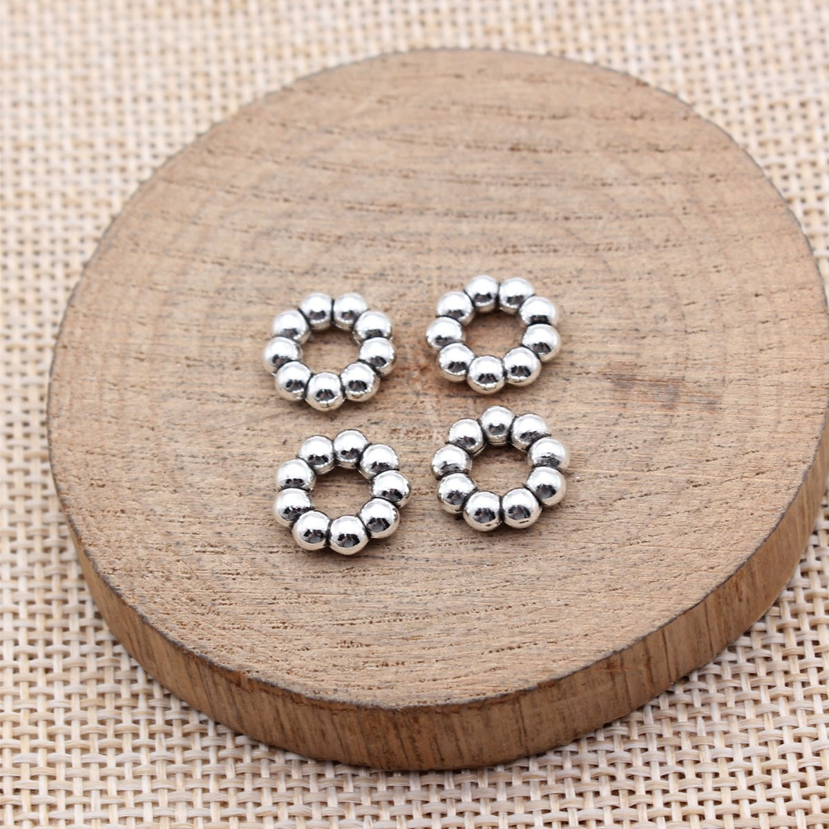 11x11x3.2mm 1.05g Antique Silver Zinc Alloy Round Large Hole Spacer Beads for DIY Bracelet Jewelry Making
