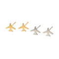 Stainless Steel Airplane Stud Earrings in Gold and Silver Tone view 5