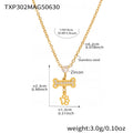 Zircon Bone Paw Print Necklace Bracelet Gold Steel Chain view 6