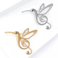 Hummingbird Treble Clef Brooch Gold or Silver Tone view 3
