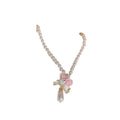Pink Floral Pearl Teardrop Earrings For Women Jewelry view 5