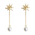 Gold-Tone Seashell Pearl Drop Earrings Stud Clip Styles view 5