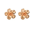 Sculpted Polished Gold Tone Flower Statement Stud Earrings view 5