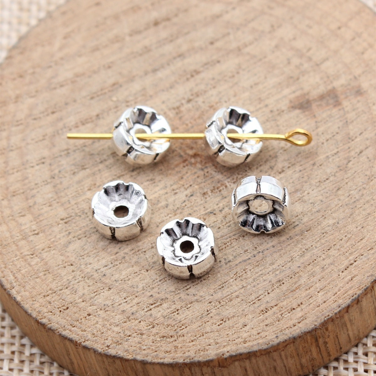 Multicolor Zinc Alloy Concave Flower Double Sided Bead Cap Spacer Beads for DIY Jewelry Making