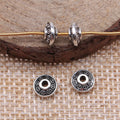 Round Patterned Large Hole Spacer Beads in Four Metal Tones view 2
