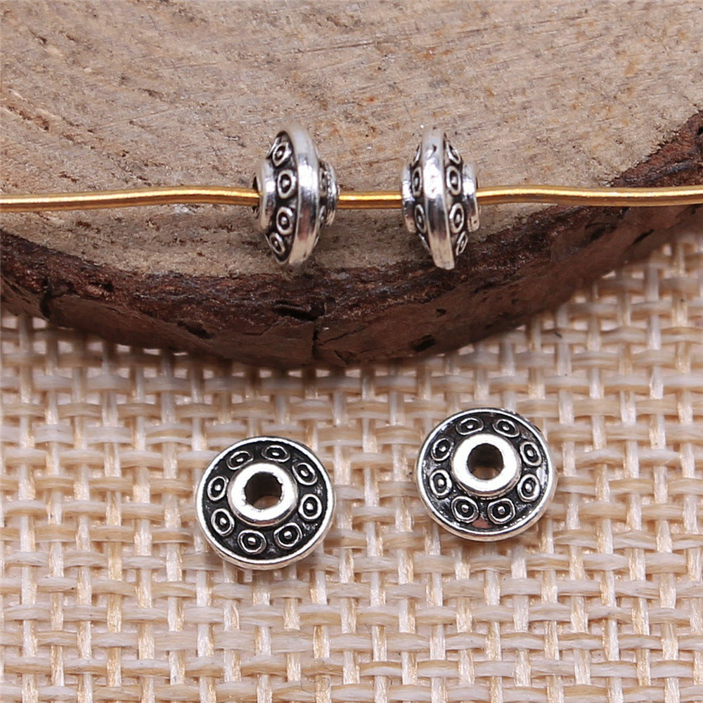 6x6x3mm 0.4g Multicolor Zinc Alloy Round Large Hole Spacer Beads for Bracelet Necklace DIY Jewelry Making