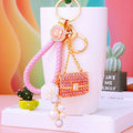 Crystal Mini Handbag Keychains with Cords and Loose Braided Loops view 3