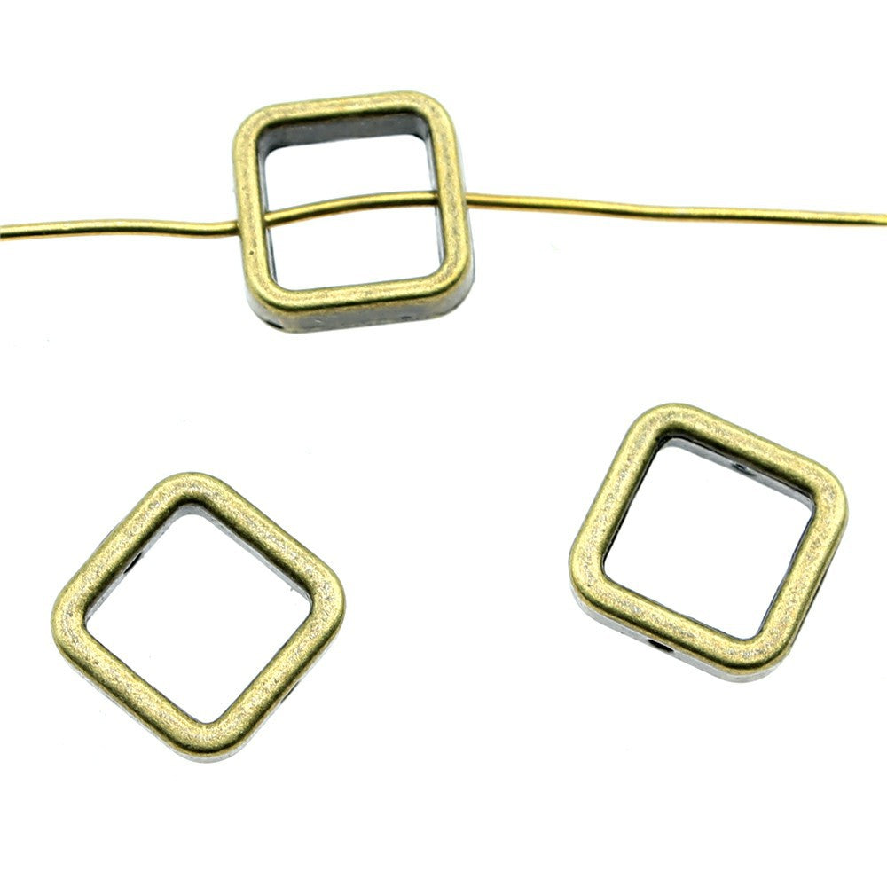 11x11x3mm 1g Multicolor Zinc Alloy Hollow Rectangle Loose Metal Beads for Bracelet Necklace DIY