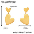 Gold Brushed Stainless Steel Heart Ring Earrings Long Necklace view 7