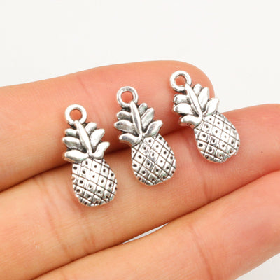 Antique Silver Tone Pineapple Pendants with Textured Fruit Detail — grouped product view