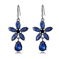 Silver Tone Crystal Flower Drop Openwork Crystal Five Designs Metal Dangle Earrings view 6
