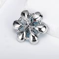 Aqua Blue Flower Sculpted Metal Brooch Pin 4.8 x 4.5 cm view 3