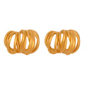 Multi-Line Pumpkin Hoop Stud Earrings Gold Or Steel view 5