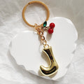 Gold Tone Cherry-Sprig Bubble Letter Keychains from A to Z view 12