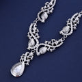 Black Silver Tone Horse Crystal Seven Designs Metal Necklace and Earring Set view 4