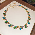 Multicolor Teardrop Crystal Necklace Drop Earrings Set view 6
