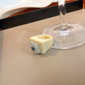 Resin Square Chunky Flower Cocktail Rings White Purple Bands view 4