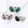 Twin Swan Heart Rhinestone Brooch Crystal Wing Pin view 1