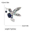 Rhinestone Hummingbird Brooch Large Oval Gem Gold or Silver view 7