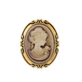 Gold Tone Woman Portrait Metal Brooch Pin for Jackets and Lapels view 1