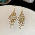 Clear Crystal Cluster Hook Earrings with Reflective Details view 7