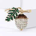 Acorn And Oak Leaf Brooch A Crystal-Covered Acorn Crystal Accent Pin view 2