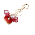 Chiffon Bow Pearl Handbag Keychains in Four Colors with Plain and Fortune Loops view 5