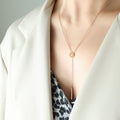 Circle Ring Bar Y Lariat Necklace Gold Or Rose Gold view 7