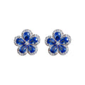 Blue Crystal Flower Necklace and Stud Earrings Statement Jewelry view 5