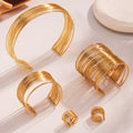 Multi-Strand Wire Open Choker Cuff Ring Gold Silver Stainless view 2